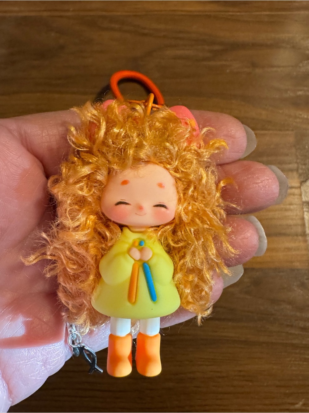 Cute Orange-Haired Doll Keychain/purse charm- Yellow Outfit very cute!! 🥰